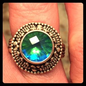 Beautiful mystic topaz in sterling silver setting